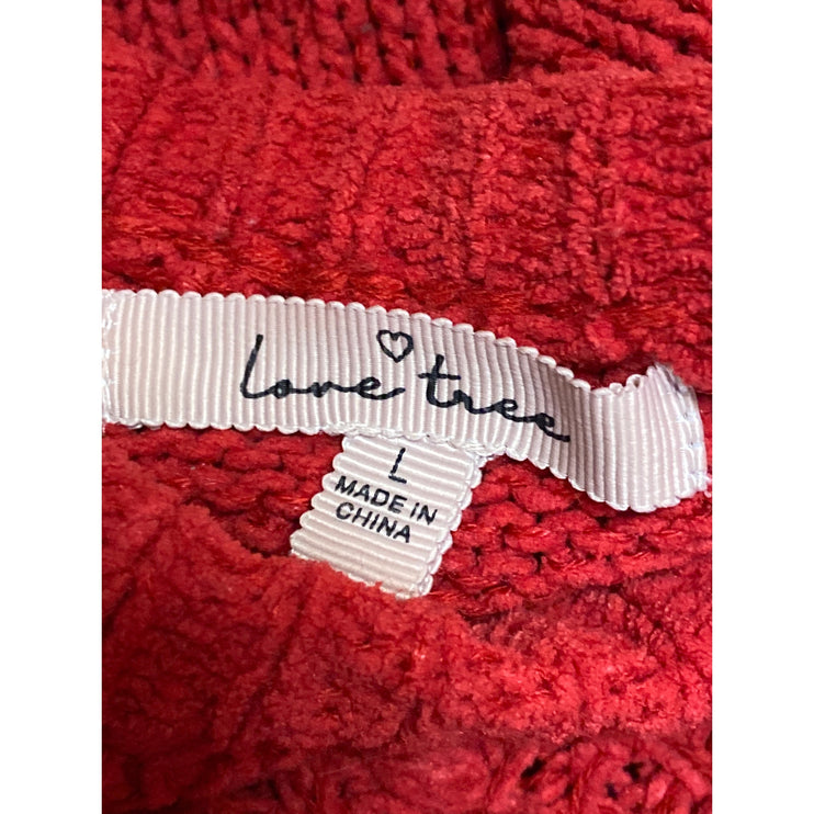 Love Tree Women's Red Argyle Knit Long Sleeve Boxy Pullover Sweater Top Size L