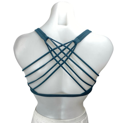 Lululemon Free To Be Blue Strappy Yoga Workout Athletic Sports Bra Crop Top 4