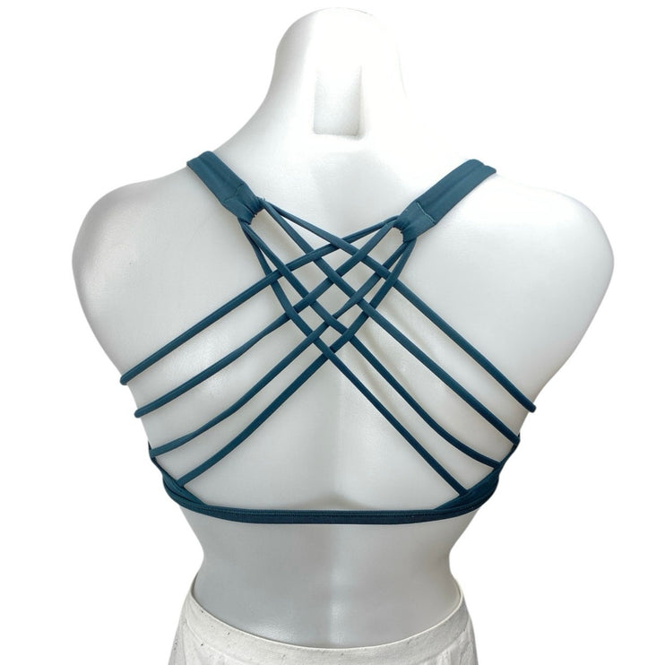 Lululemon Free To Be Blue Strappy Yoga Workout Athletic Sports Bra Crop Top 4