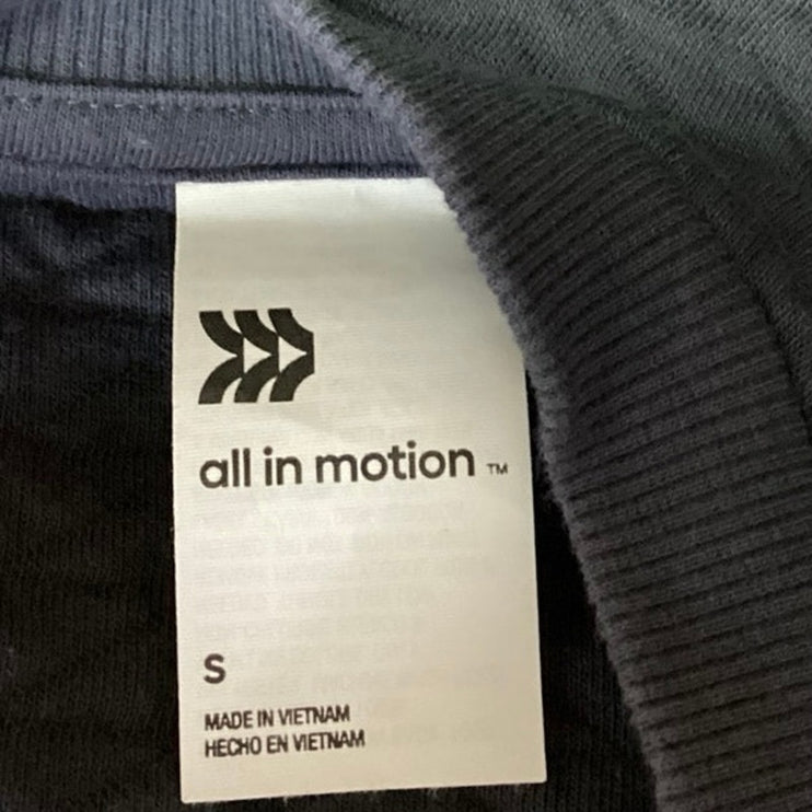 All In Motion Blue Crew Neck Quilted Crew Neck Pullover Sweatshirt Top Size S