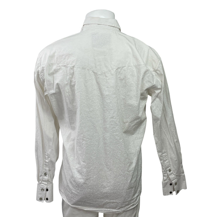 Larry Mahan Men's White Long Sleeve Chest Pocket Button Down Shirt Top Size L