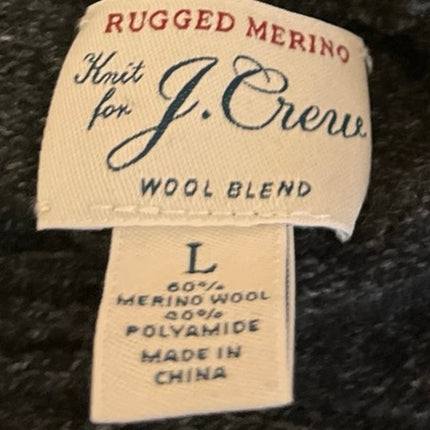 J.Crew Gray Wool Knit Long Sleeve 1/4 Zip High Neck Pullover Sweater Top Size L