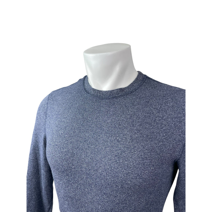 Faded Glory Men's Blue Thermal Waffle Knit Long Sleeve Sweatshirt Sweater Top S