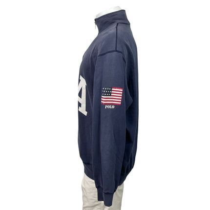 Polo Ralph Lauren Mens Blue USA Flag Fleece Long Sleeve Sweatshirt Sweater Top L