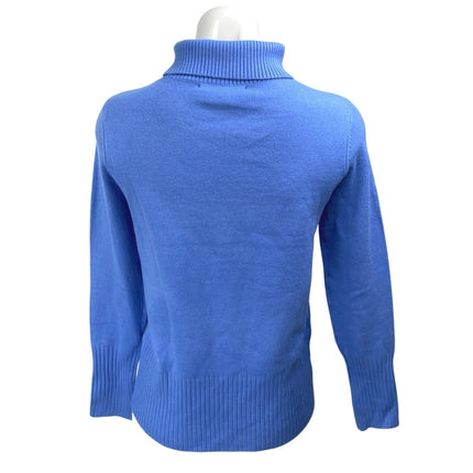 French Connection Blue Long Balloon Sleeve Turtleneck Cut Out Sweater Top Sz XS