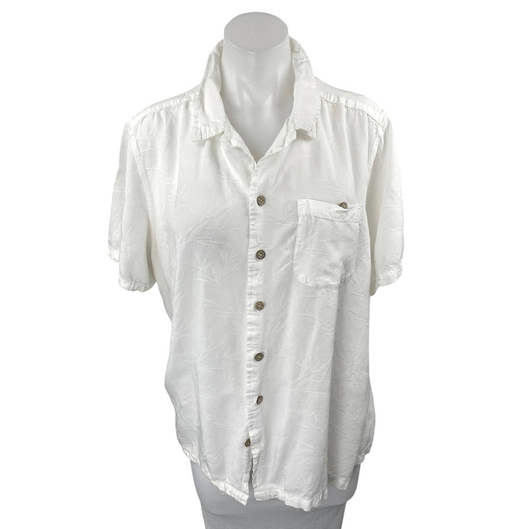 Lanikai Surf Vintage White Short Sleeve Pocket Button Down Shirt Top Size XL