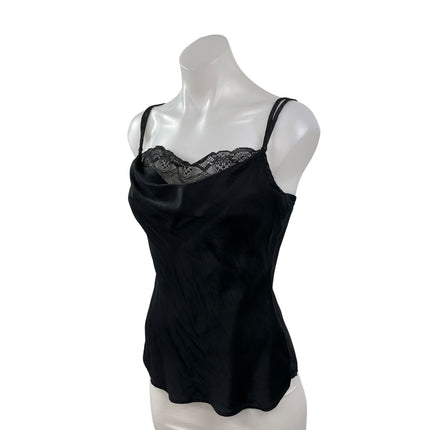 Zara Women's Black Silky Satin Lace Trim Sleeveless Lingerie Tank Camisole Top S