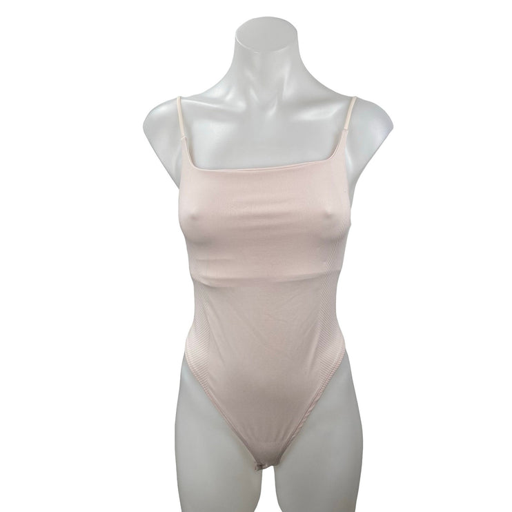 Anthropologie The Renna Seamless Pink Sleeveless Square Neck Bodysuit Top Sz S/M