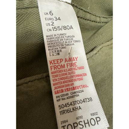 Topshop Women's Green Khaki Button Down Long Sleeve Cargo Military Jacket Size 2