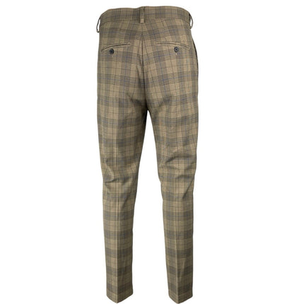 H&M Men's Beige Plaid Mid Rise Slim Fit Chino Straight Trousers Pants Size 30