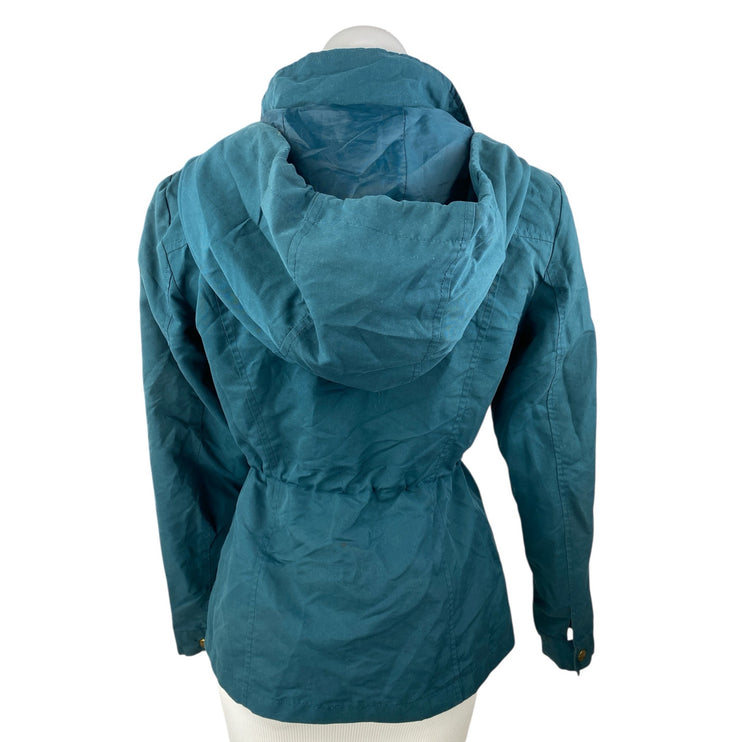 Vero Moda Blue Green Hooded Long Sleeve Snap Utility Anorak Coat Jacket Size XS
