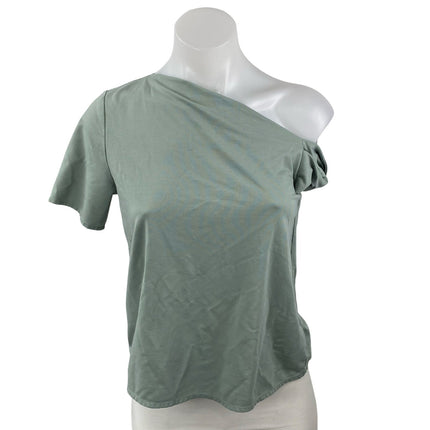 Love, Bonito Laylin Green Asymmetrical One Shoulder Short Sleeve Blouse Top Sz 4