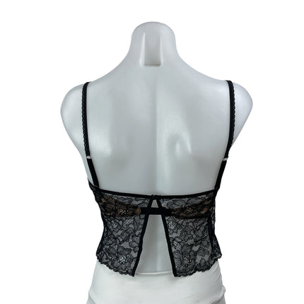 House of CB Black Floral Lace Sheer Bustier Underwire Cami Crop Top Size XS