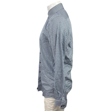 Kenneth Cole Mens Blue Plaid Checkered Long Sleeve Collared Button Down Shirt 34