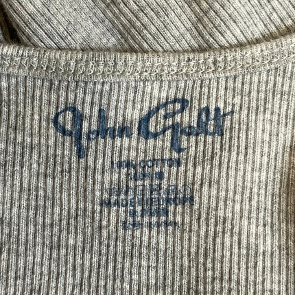 John Galt Saint Barth Women's Gray Ribbed Graphic Sleeveless Crop Tank Top Sz S