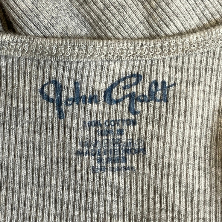 John Galt Saint Barth Women's Gray Ribbed Graphic Sleeveless Crop Tank Top Sz S