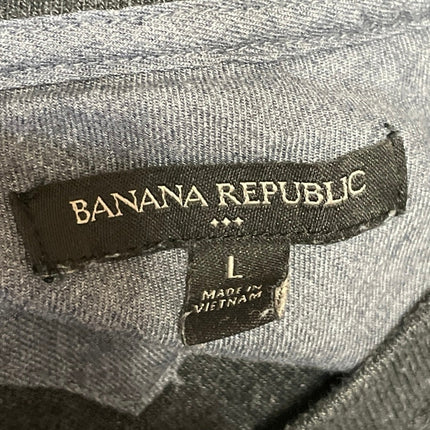 Banana Republic Men's Dark Gray Knit Long Sleeve Henley T Shirt Tee Top Size L