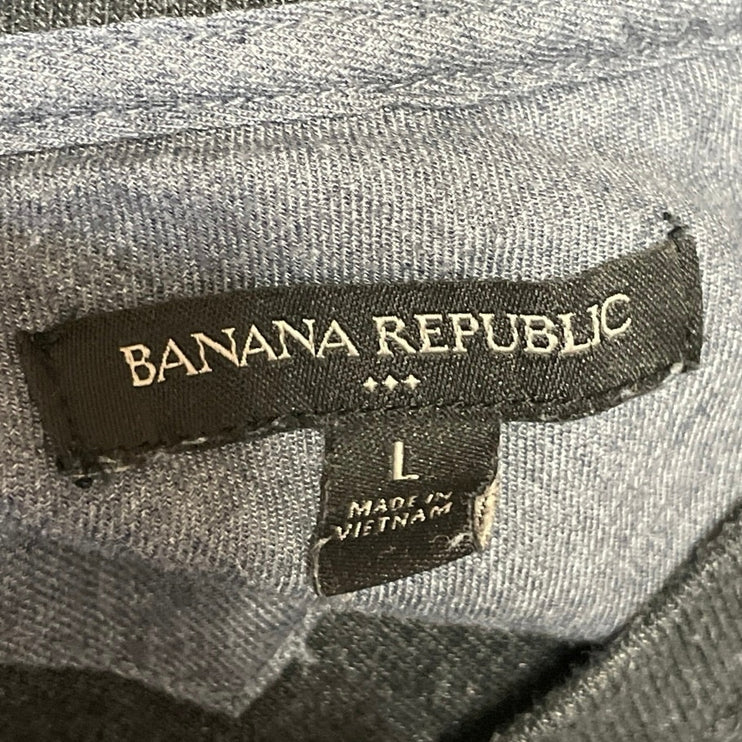 Banana Republic Men's Dark Gray Knit Long Sleeve Henley T Shirt Tee Top Size L