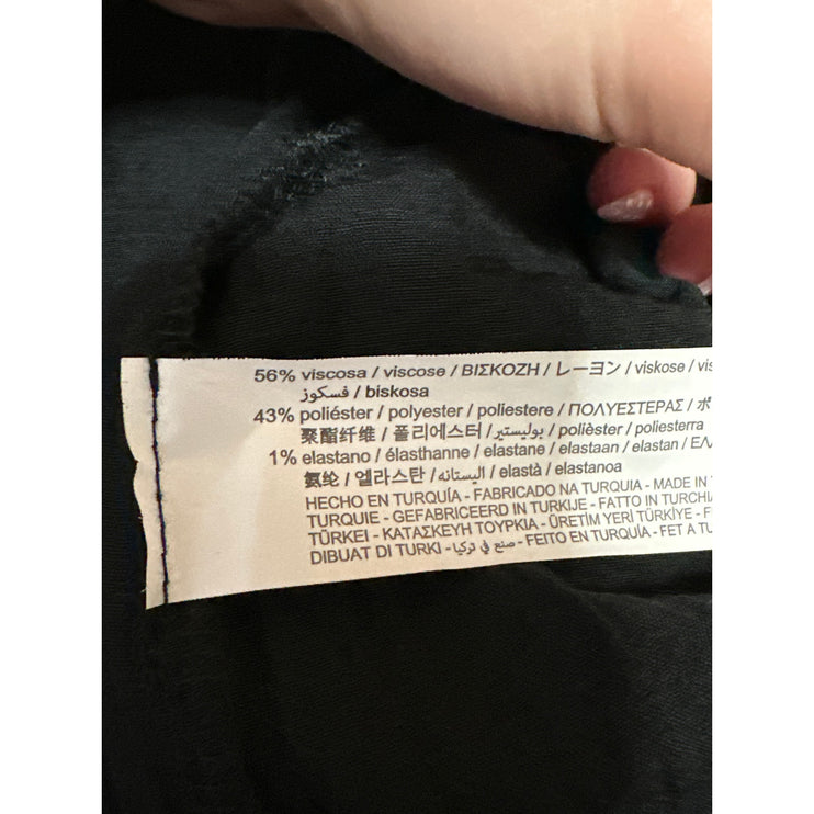 Zara Women's Black Long Sleeve V Neck Twist Front Wrap Mini Shirt Dress Size XS