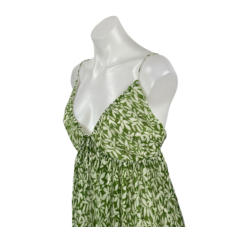 Abercrombie & Fitch Green Floral Sleeveless Mini Cami Tank Flare A-Line Dress L