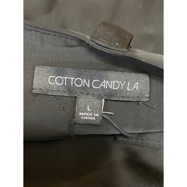 NEW Cotton Candy LA Womens Black Draped Folded Mini Asymmetrical Wrap Skirt Sz L