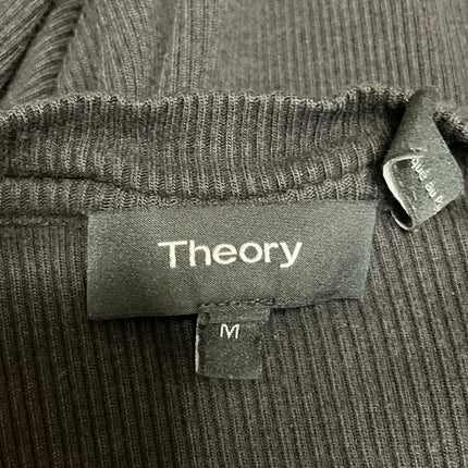 Theory Women's Black Ribbed Knit Short Sleeve Crew Neck T Shirt Tee Top Size M