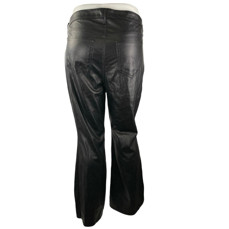 Old Navy Women's Black High Rise Faux Leather Vegan Flare Trousers Pants Size 22