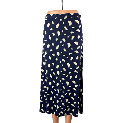 Reformation Bea Women's Navy Blue Abstract Print Slit Flowy Midi A-Line Skirt 4