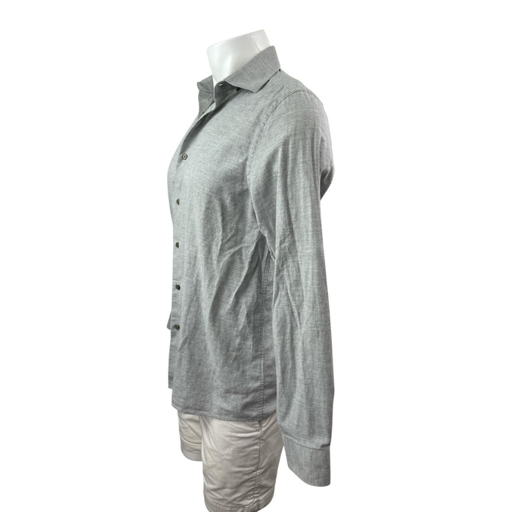 Zara Men's Gray Long Sleeve Regular Fit Casual Button Down Shirt Top Size M