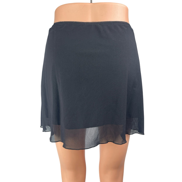 Brandy Melville Women's Black Elastic Waist Sheer Mini A-LineSlip Skirt Size S/M