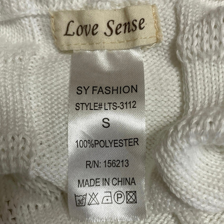 Love Series White Ruched Drape Knit Stretch Midi Bodycon 2 in 1 Dress Size S