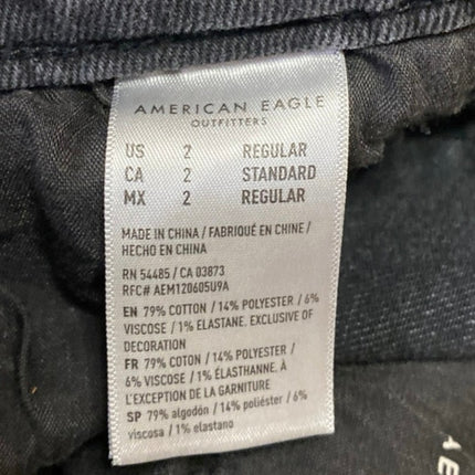 American Eagle Women's Black High Waist Straight Skinny Denim Mom Jeans Pants 2