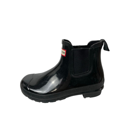 Hunter Womens Original Gloss Black Round Toe Slip On Flats Chelsea Ankle Boots 7