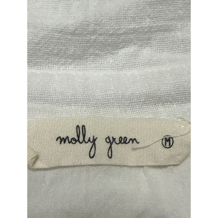Molly Green White Collared Short Sleeve Tiered  Mini Flare Shirt A-Line Dress M
