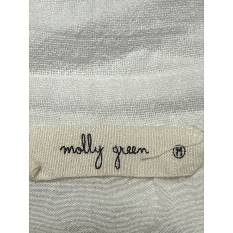 Molly Green White Collared Short Sleeve Tiered  Mini Flare Shirt A-Line Dress M