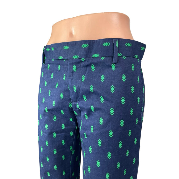 GAP Women's Blue Low Rise Geometric Slim Fit Cropped Trousers Pants Size 2