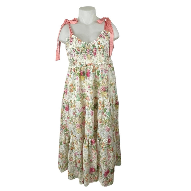 NEW GeeGee Floral Embroidery Eyelet Sleeveless Midi Tank Flare A-Line Dress 2XL