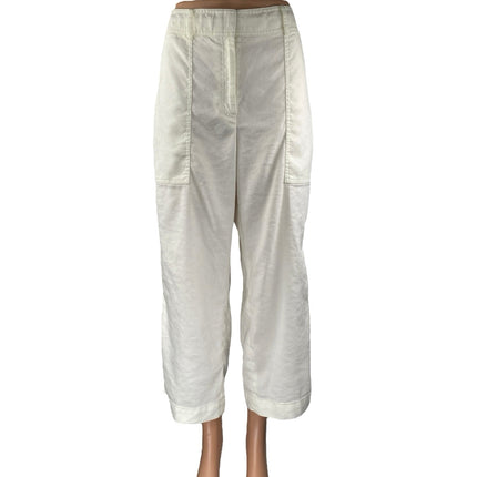 Club Monaco Women's White Linen High Waisted Wide Leg Palazzo Trousers Pants 34