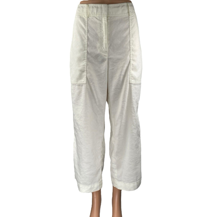 Club Monaco Women's White Linen High Waisted Wide Leg Palazzo Trousers Pants 34
