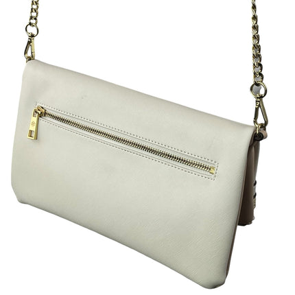 Ann Taylor Women's White Beige Chain Crossbody Wallet Clutch Purse Mini Bag OS