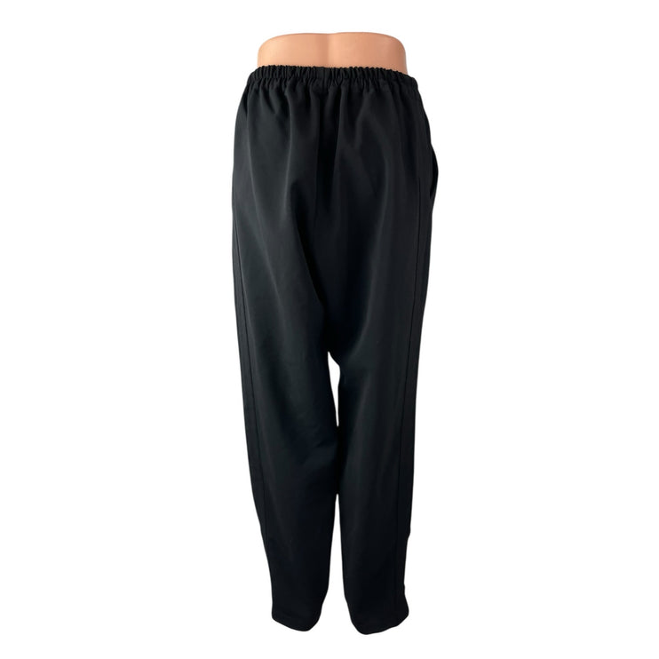 Harvey Faircloth Black High Rise Elastic Waist Straight Trousers Dress Pants M