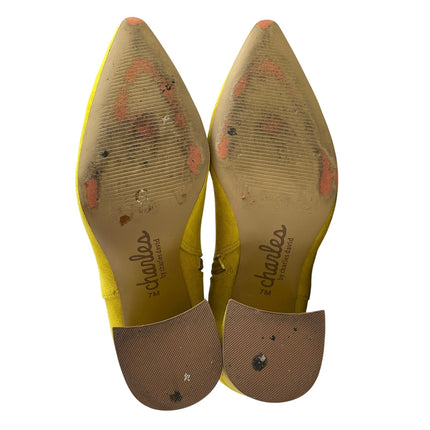 Charles by Charles David Yellow Faux Suede Pointed Toe Heel Ankle Boots Size 7