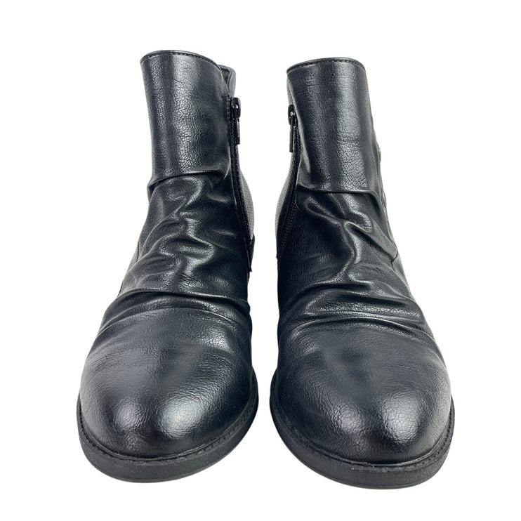 Baretraps Mackenzie Women's Faux Leather Ruched Slip On Block Heel Ankle Boots 8