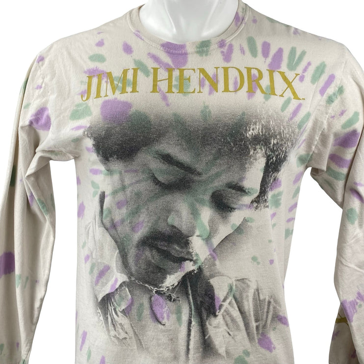 Authentic Hendrix Men's Beige Jimi Hendrix Tie Dye Long Sleeve T Shirt Tee Top M