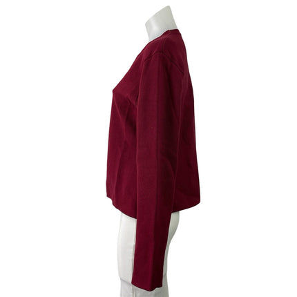 Fashion Womens Red V-neck Oversized Buttons Long Sleeve Cardigan Sweater Size M