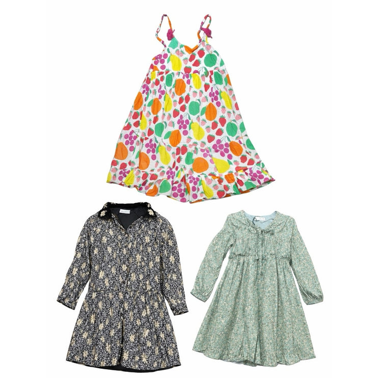 Set of 3 Kids Girls Boden Zara Floral Strawberry Long Sleeve Dress Size 9-10Y