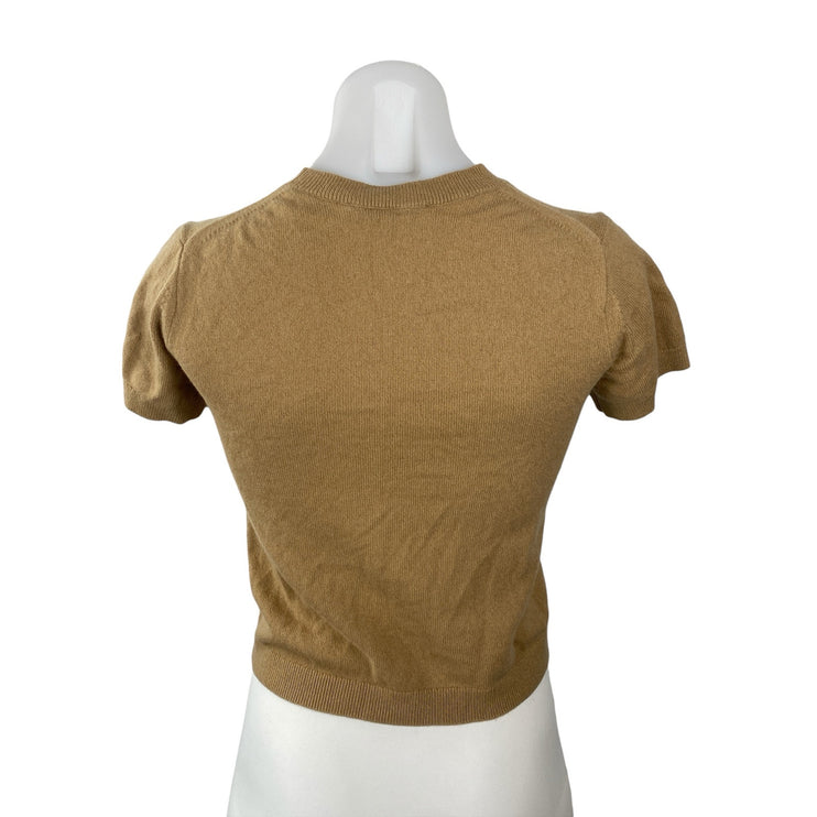 Everlane Women's Tan Khaki Short Sleeve Crew Neck Baby Tee T Shirt Top Size XS