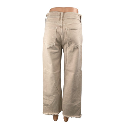 Just Black Denim JBD Womens Beige High Rise Frayed Hem Wide Leg Denim Jeans 27