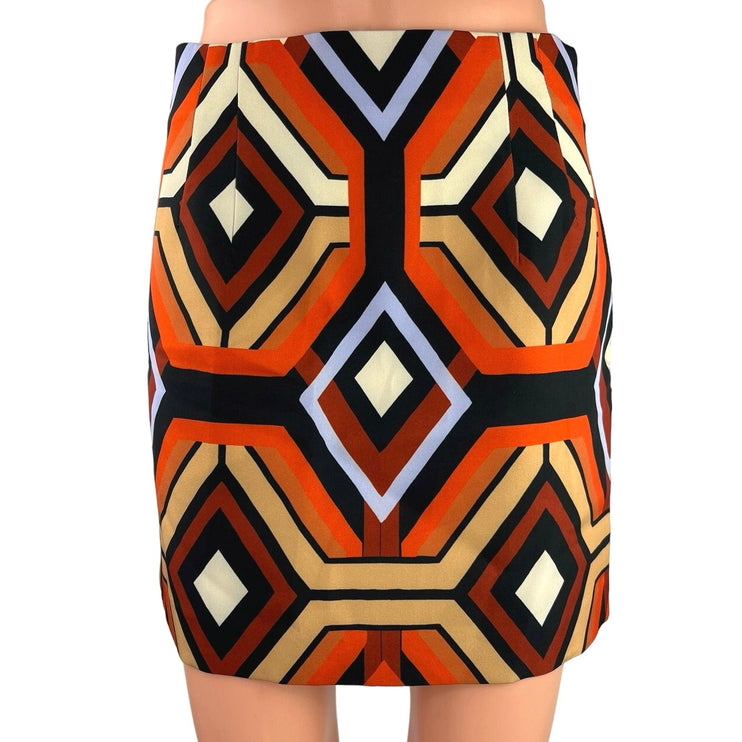 NEW Zara Multicolor Argyle Geometric High Waisted Mini Pencil Skirt Size S