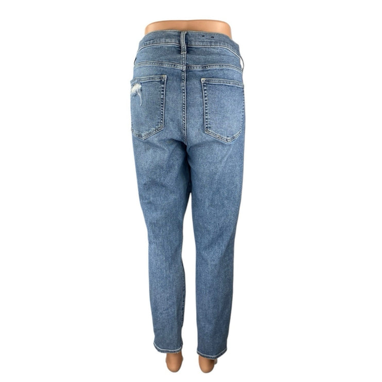 Gap True Skinny Mid Rise Women's Blue Distressed Ankle Denim Jeans Size 33